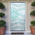 Australian Indigenous Aboriginal Art Door Cover Vivid Pastel Teal Green