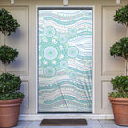 Australian Indigenous Aboriginal Art Door Cover Vivid Pastel Teal Green