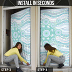 Australian Indigenous Aboriginal Art Door Cover Vivid Pastel Teal Green