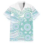Australian Indigenous Aboriginal Art Family Matching Summer Maxi Dress and Hawaiian Shirt Vivid Pastel Teal Green