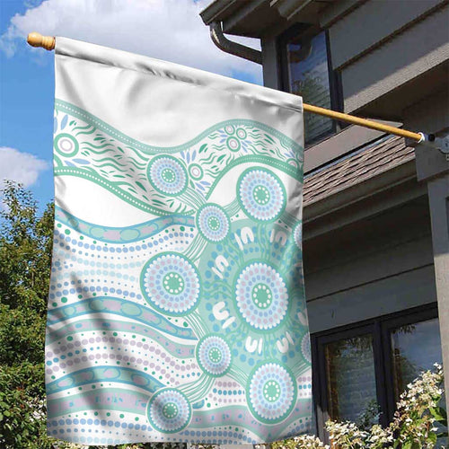 Australian Indigenous Aboriginal Art Garden Flag Vivid Pastel Teal Green