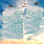 Australian Indigenous Aboriginal Art Garden Flag Vivid Pastel Teal Green