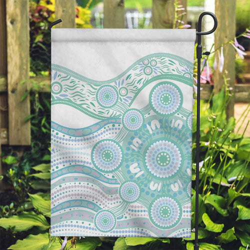 Australian Indigenous Aboriginal Art Garden Flag Vivid Pastel Teal Green