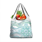 Australian Indigenous Aboriginal Art Grocery Bag Vivid Pastel Teal Green