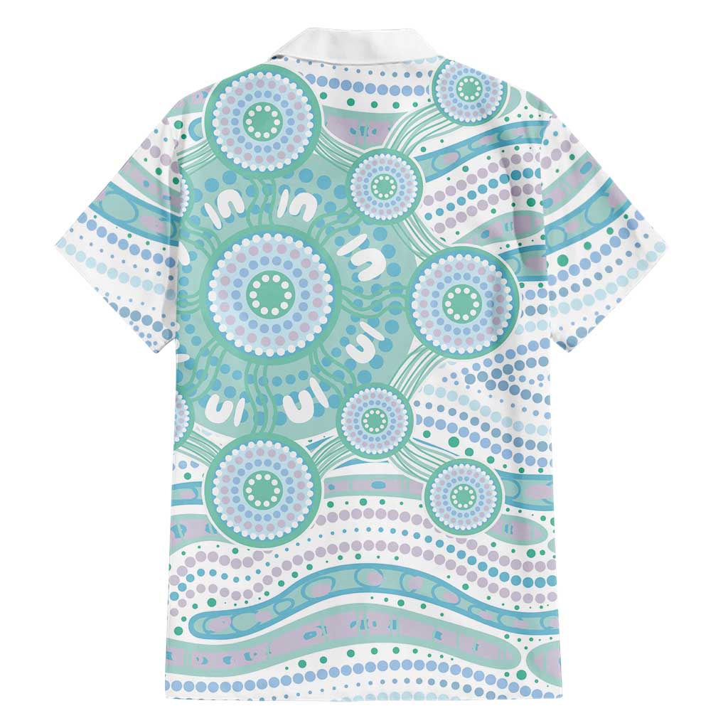Australian Indigenous Aboriginal Art Hawaiian Shirt Vivid Pastel Teal Green