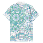 Australian Indigenous Aboriginal Art Hawaiian Shirt Vivid Pastel Teal Green