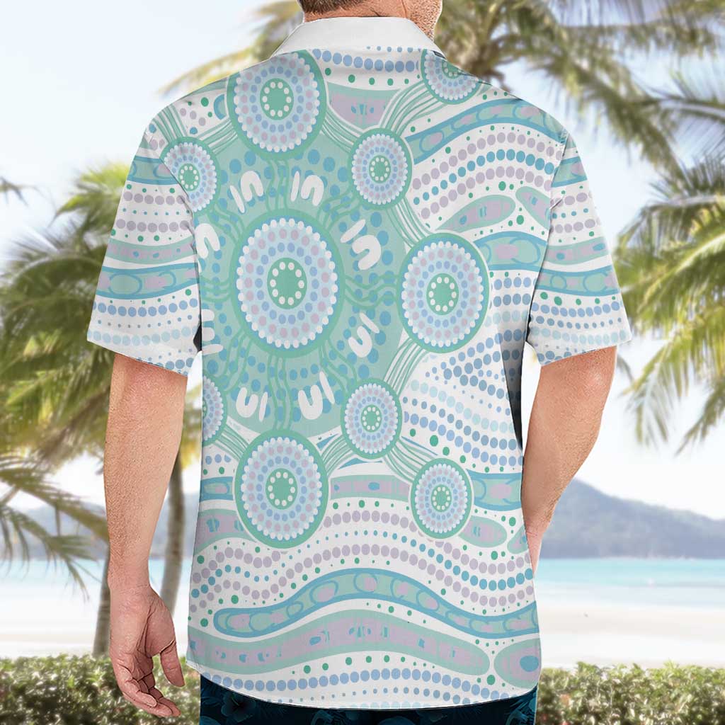 Australian Indigenous Aboriginal Art Hawaiian Shirt Vivid Pastel Teal Green