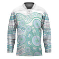 Australian Indigenous Aboriginal Art Hockey Jersey Vivid Pastel Teal Green