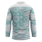 Australian Indigenous Aboriginal Art Hockey Jersey Vivid Pastel Teal Green