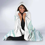 Australian Indigenous Aboriginal Art Hooded Blanket Vivid Pastel Teal Green