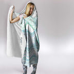 Australian Indigenous Aboriginal Art Hooded Blanket Vivid Pastel Teal Green