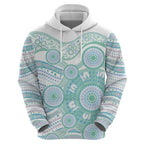Australian Indigenous Aboriginal Art Hoodie Vivid Pastel Teal Green
