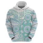 Australian Indigenous Aboriginal Art Hoodie Vivid Pastel Teal Green