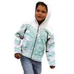 Australian Indigenous Aboriginal Art Kid Hoodie Vivid Pastel Teal Green