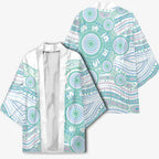 Australian Indigenous Aboriginal Art Kimono Vivid Pastel Teal Green
