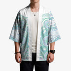 Australian Indigenous Aboriginal Art Kimono Vivid Pastel Teal Green