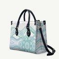 Australian Indigenous Aboriginal Art Leather Bag Vivid Pastel Teal Green