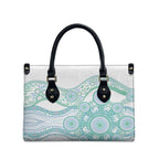 Australian Indigenous Aboriginal Art Leather Bag Vivid Pastel Teal Green