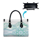 Australian Indigenous Aboriginal Art Leather Bag Vivid Pastel Teal Green