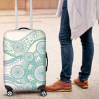 Australian Indigenous Aboriginal Art Luggage Cover Vivid Pastel Teal Green