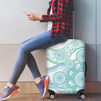 Australian Indigenous Aboriginal Art Luggage Cover Vivid Pastel Teal Green