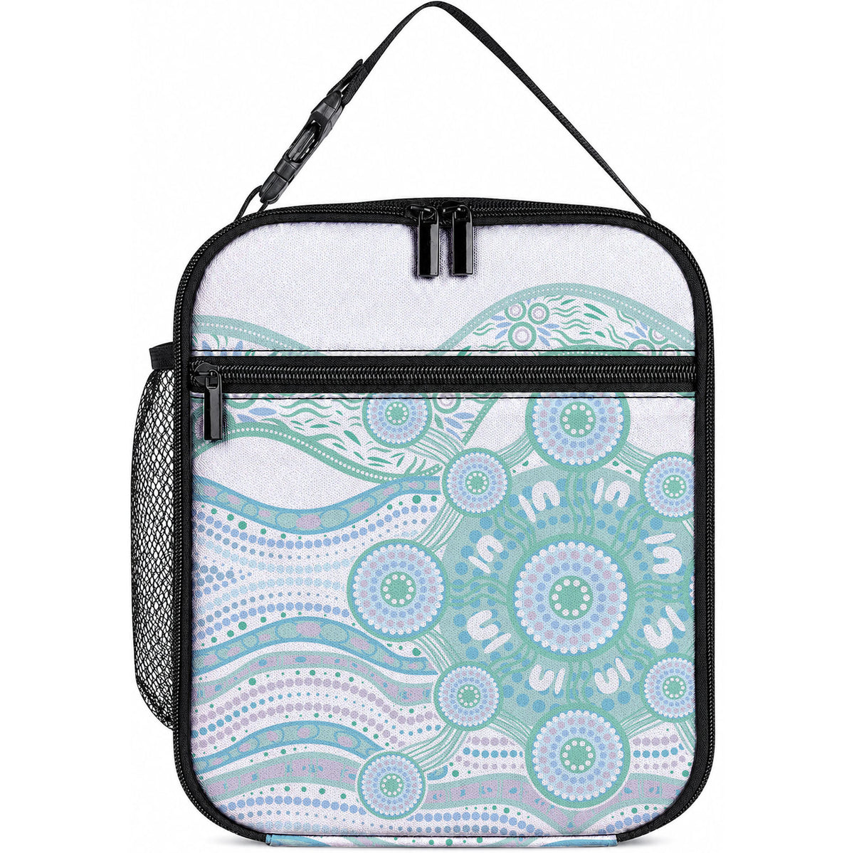 Australian Indigenous Aboriginal Art Lunch Bag Vivid Pastel Teal Green