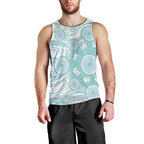 Australian Indigenous Aboriginal Art Men Tank Top Vivid Pastel Teal Green