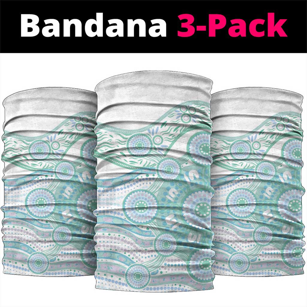 Australian Indigenous Aboriginal Art Neck Gaiter Vivid Pastel Teal Green