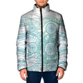 Australian Indigenous Aboriginal Art Padded Jacket Vivid Pastel Teal Green