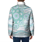 Australian Indigenous Aboriginal Art Padded Jacket Vivid Pastel Teal Green