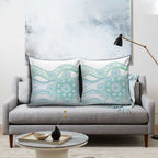Australian Indigenous Aboriginal Art Pillow Cover Vivid Pastel Teal Green
