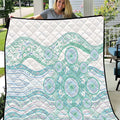 Australian Indigenous Aboriginal Art Quilt Vivid Pastel Teal Green