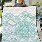 Australian Indigenous Aboriginal Art Quilt Vivid Pastel Teal Green