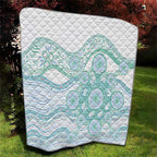 Australian Indigenous Aboriginal Art Quilt Vivid Pastel Teal Green