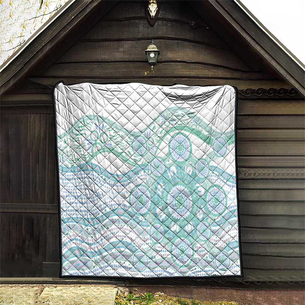 Australian Indigenous Aboriginal Art Quilt Vivid Pastel Teal Green