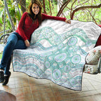 Australian Indigenous Aboriginal Art Quilt Vivid Pastel Teal Green