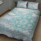 Australian Indigenous Aboriginal Art Quilt Bed Set Vivid Pastel Teal Green