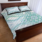 Australian Indigenous Aboriginal Art Quilt Bed Set Vivid Pastel Teal Green