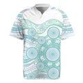 Australian Indigenous Aboriginal Art Rugby Jersey Vivid Pastel Teal Green