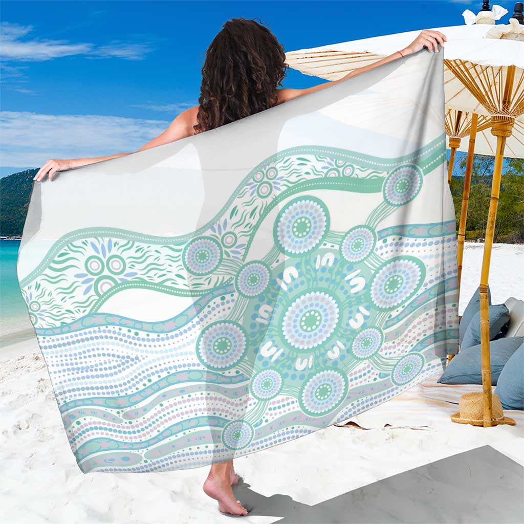 Australian Indigenous Aboriginal Art Sarong Vivid Pastel Teal Green