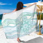 Australian Indigenous Aboriginal Art Sarong Vivid Pastel Teal Green