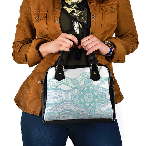 Australian Indigenous Aboriginal Art Shoulder Handbag Vivid Pastel Teal Green