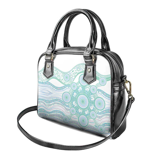 Australian Indigenous Aboriginal Art Shoulder Handbag Vivid Pastel Teal Green