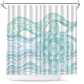 Australian Indigenous Aboriginal Art Shower Curtain Vivid Pastel Teal Green