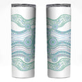Australian Indigenous Aboriginal Art Skinny Tumbler Vivid Pastel Teal Green