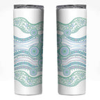 Australian Indigenous Aboriginal Art Skinny Tumbler Vivid Pastel Teal Green