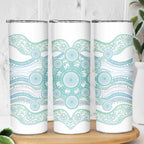Australian Indigenous Aboriginal Art Skinny Tumbler Vivid Pastel Teal Green