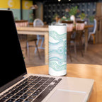 Australian Indigenous Aboriginal Art Skinny Tumbler Vivid Pastel Teal Green