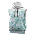 Australian Indigenous Aboriginal Art Sleeveless Hoodie Vivid Pastel Teal Green