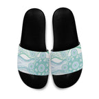 Australian Indigenous Aboriginal Art Slide Sandals Vivid Pastel Teal Green